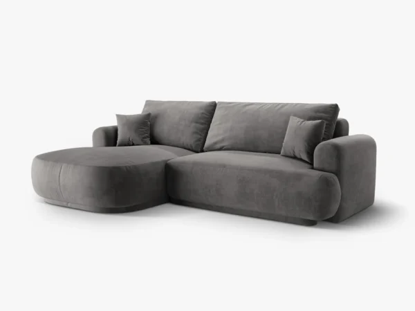 Coltar extensibil gri din catifea Ella Left - imagine 3
