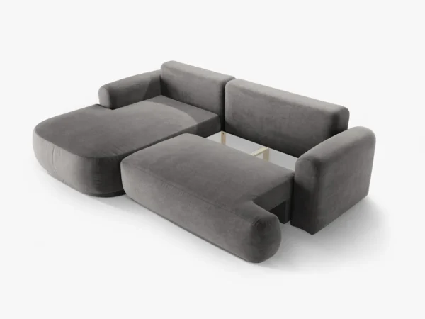 Coltar extensibil gri din catifea Ella Left - imagine 4