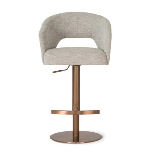 Scaun de bar rotativ din tesatura bej/auriu roze Ines Supreme