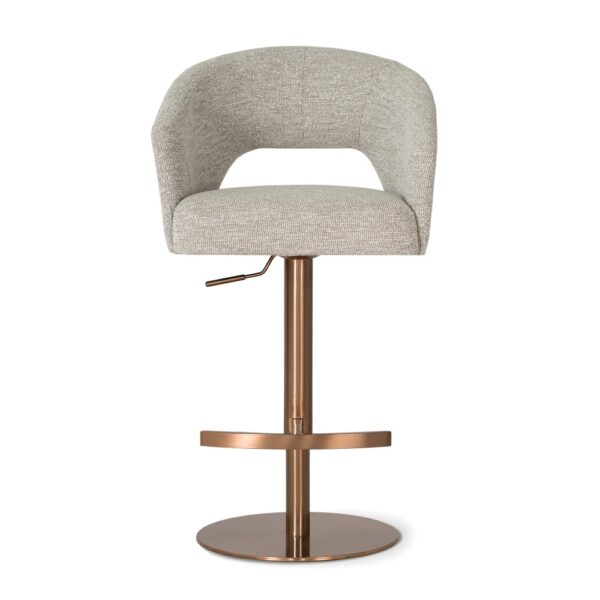 Scaun de bar rotativ din tesatura bej/auriu roze Ines Supreme - imagine 2