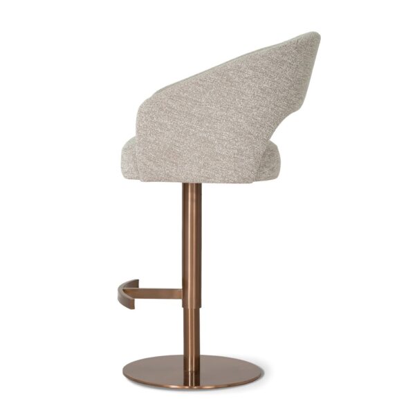 Scaun de bar rotativ din tesatura bej/auriu roze Ines Supreme - imagine 4