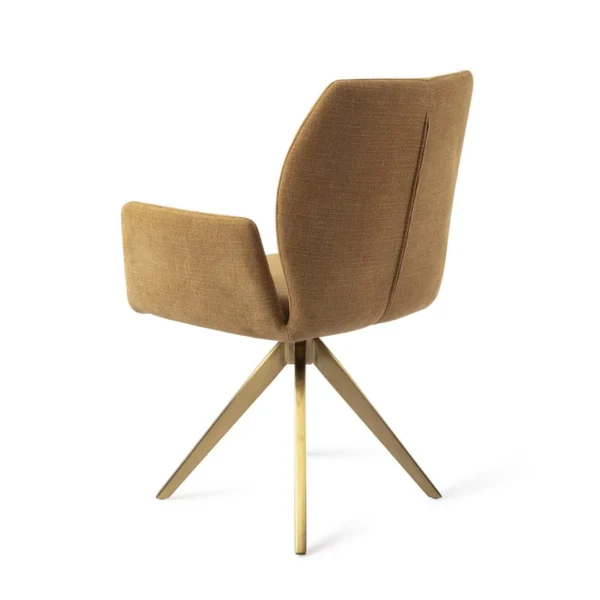 Set 2 scaune dining rotative din tesatura galben miere/auriu Misaki - imagine 4