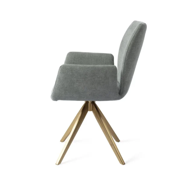 Set 2 scaune dining rotative din tesatura albastru bleu/auriu Misaki - imagine 3