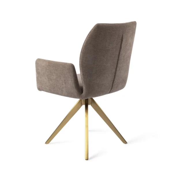 Set 2 scaune dining rotative din tesatura grej/auriu Misaki - imagine 4
