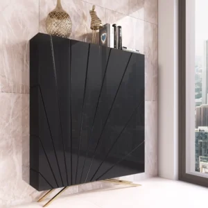 Pantofar negru/auriu din MDF si metal h150 cm Orfeu