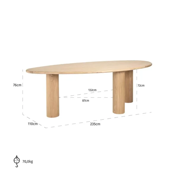 Masa dining bej natur din lemn Oakley - imagine 5
