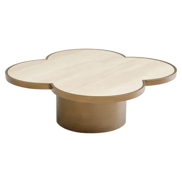 Masa de cafea din metal auriu periat Clover