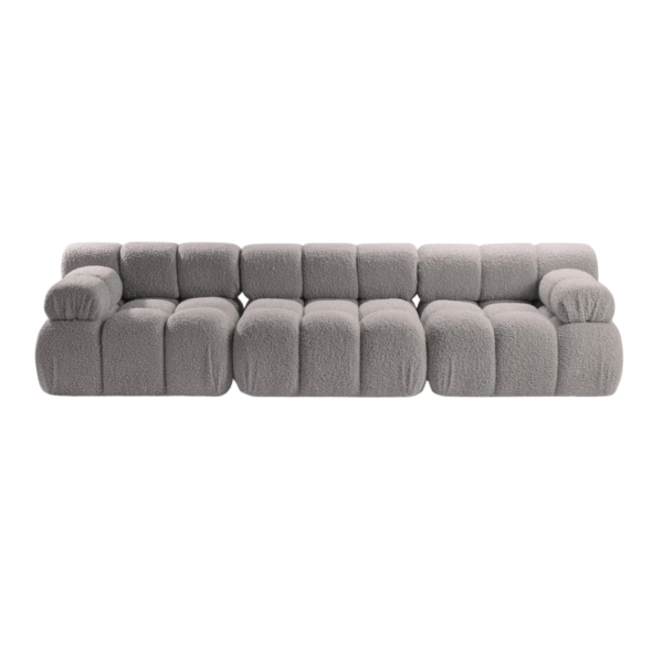 Canapea modulara 3 locuri gri din tesatura boucle Bellis