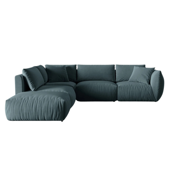 Coltar modular albastru pastel din catifea Chris Right Left