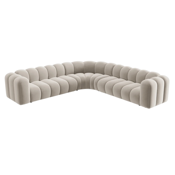 Coltar modular bej din catifea Lupine