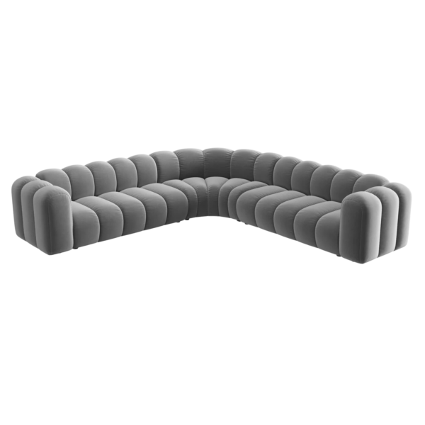 Coltar modular gri din catifea Lupine