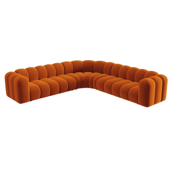 Coltar modular caramiziu din catifea Lupine