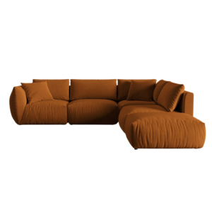 Coltar modular caramiziu din catifea Chris Right