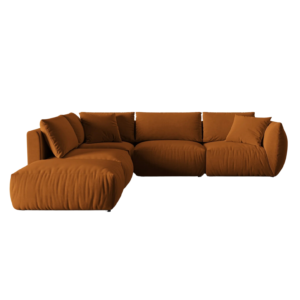 Coltar modular caramiziu din catifea Chris Left