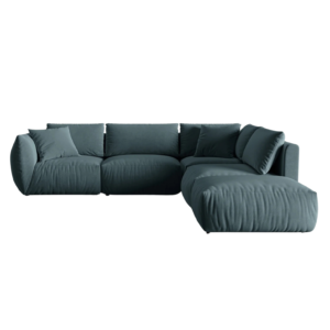 Coltar modular albastru pastel din catifea Chris Right