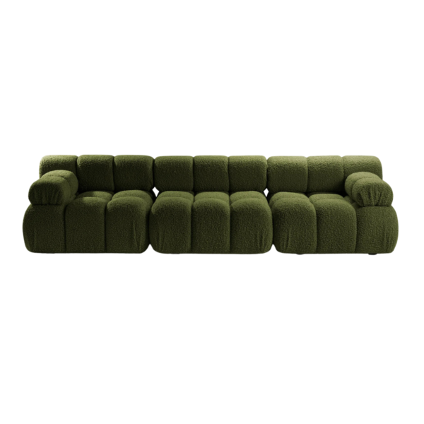 Canapea modulara 3 locuri verde din tesatura boucle Bellis