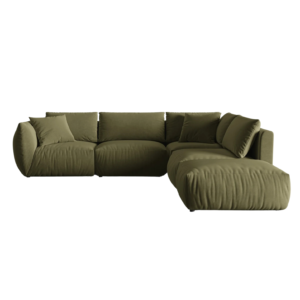 Coltar modular verde olive din catifea Chris Right