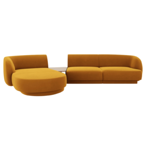 Coltar modular galben mustar din catifea Miley