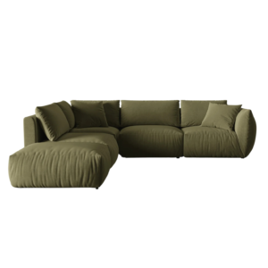 Coltar modular verde olive din catifea Chris Left