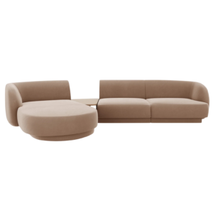 Coltar modular maro cappuccino din catifea Miley