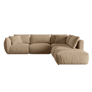 Coltar modular bej inchis din catifea Chris Right