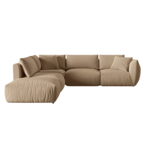 Coltar modular bej inchis din catifea Chris Left