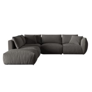 Coltar modular gri inchis din catifea Chris Left