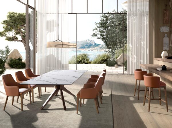 Masa dining extensibila maro din marmura si lemn Eva - imagine 6