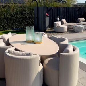 Fotoliu rotativ de exterior bej din tesatura Marlin