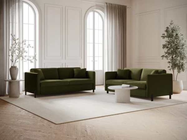 Canapea extensibila verde olive din tesatura structurata Gloria - imagine 7