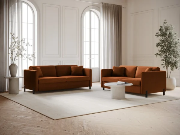 Canapea extensibila caramizie din tesatura structurata Gloria - imagine 7