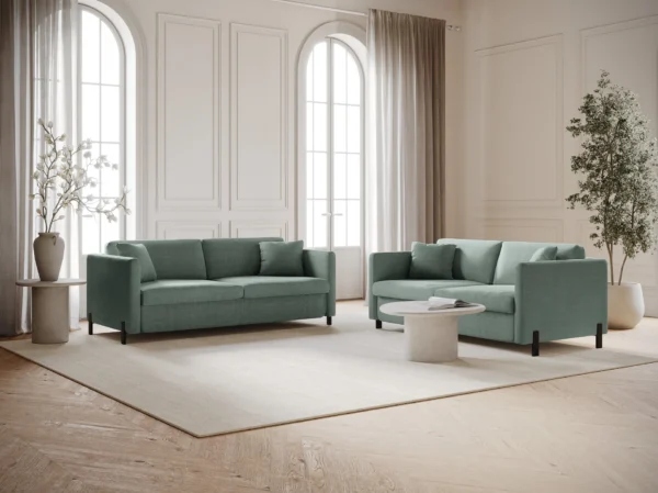 Canapea extensibila verde menta din tesatura structurata Gloria - imagine 7