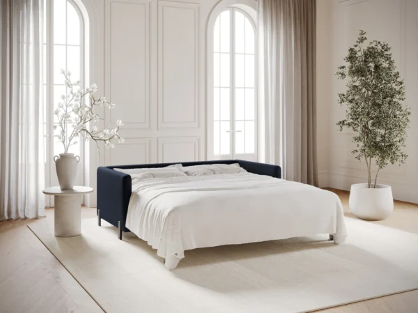 Canapea extensibila albastru indigo din catifea Gloria - imagine 2