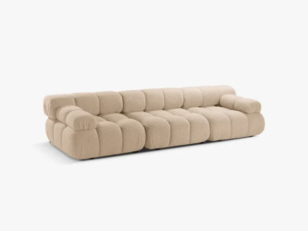 Canapea modulara 3 locuri bej nisipiu din tesatura boucle Bellis - imagine 3