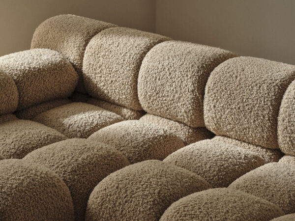 Canapea modulara 3 locuri bej nisipiu din tesatura boucle Bellis - imagine 8