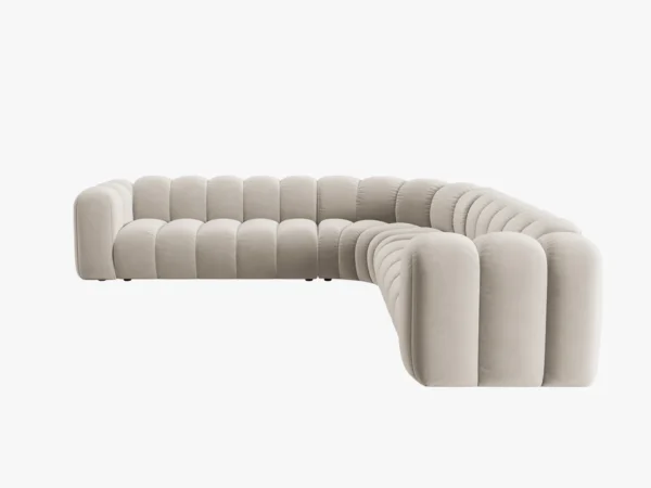 Coltar modular bej din catifea Lupine - imagine 3