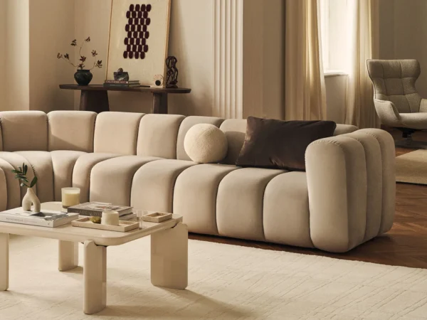 Coltar modular caramiziu din catifea Lupine - imagine 5