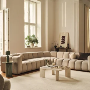 Coltar modular caramiziu din catifea Lupine