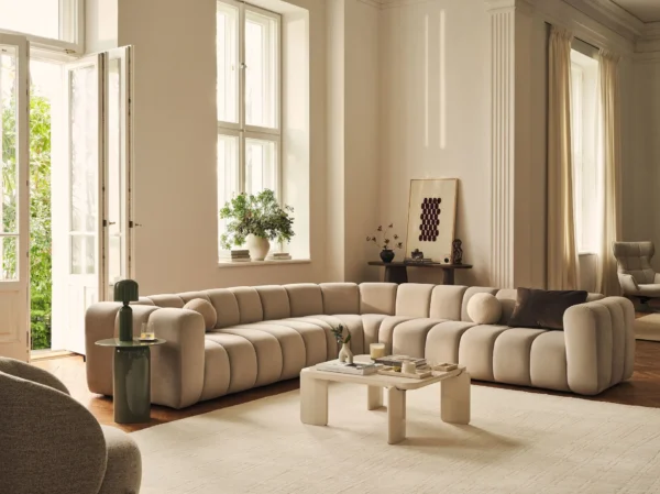Coltar modular caramiziu din catifea Lupine - imagine 2