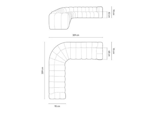 Coltar modular caramiziu din catifea Lupine - imagine 7