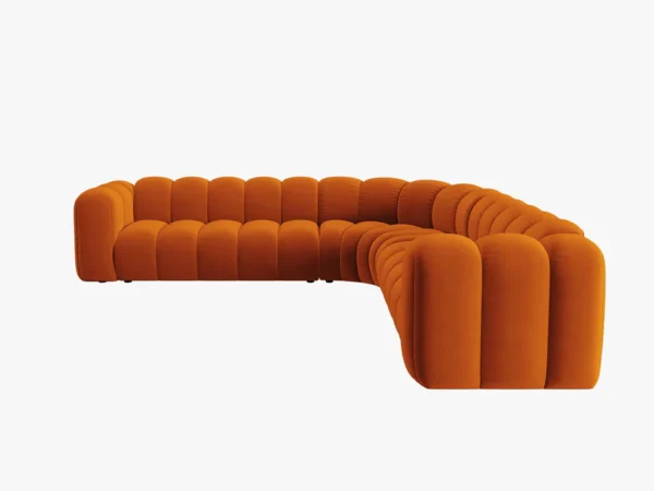 Coltar modular caramiziu din catifea Lupine - imagine 3
