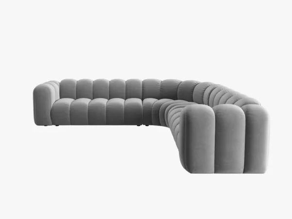 Coltar modular gri din catifea Lupine - imagine 3