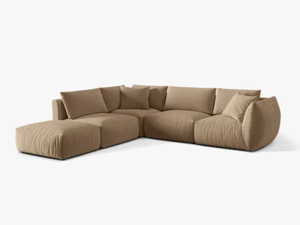 Coltar modular bej inchis din catifea Chris Left - imagine 3