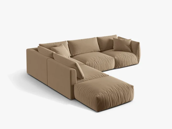 Coltar modular bej inchis din catifea Chris Left - imagine 4