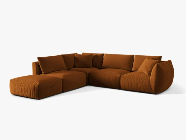 Coltar modular caramiziu din catifea Chris Left - imagine 4