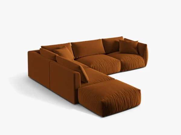 Coltar modular caramiziu din catifea Chris Left - imagine 3