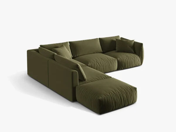 Coltar modular verde olive din catifea Chris Left - imagine 4