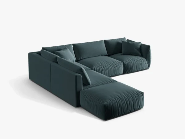 Coltar modular albastru pastel din catifea Chris Right Left - imagine 4