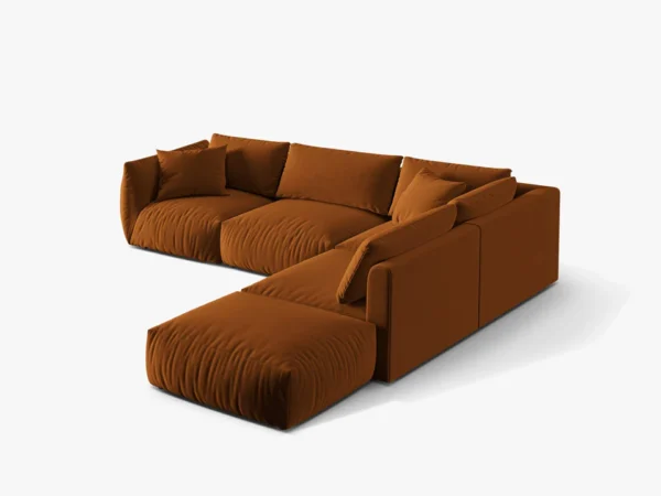Coltar modular caramiziu din catifea Chris Right - imagine 4