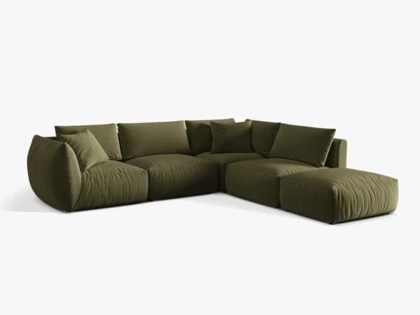 Coltar modular verde olive din catifea Chris Right - imagine 3